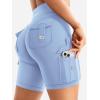 imageYEOREO CoreFlex Women Workout Biker Shorts with Cargo Pockets Hidden Scrunch High Waisted 8quot Inseam Gym ShortsLight Blue