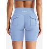 imageYEOREO CoreFlex Women Workout Biker Shorts with Cargo Pockets Hidden Scrunch High Waisted 8quot Inseam Gym ShortsLight Blue