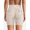 imageYEOREO CoreFlex Women Workout Biker Shorts with Cargo Pockets Hidden Scrunch High Waisted 8quot Inseam Gym ShortsLight Khaki