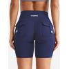 imageYEOREO CoreFlex Women Workout Biker Shorts with Cargo Pockets Hidden Scrunch High Waisted 8quot Inseam Gym ShortsNavy