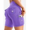 imageYEOREO CoreFlex Women Workout Biker Shorts with Cargo Pockets Hidden Scrunch High Waisted 8quot Inseam Gym ShortsPurple