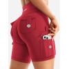 imageYEOREO CoreFlex Women Workout Biker Shorts with Cargo Pockets Hidden Scrunch High Waisted 8quot Inseam Gym ShortsRed