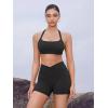 imageYEOREO Gym Workout Shorts for Women High Waisted Tummy Control Hidden Scrunch 45quot Booty Shorts Julissa Cross Waist YogaBlack