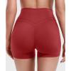 imageYEOREO Gym Workout Shorts for Women High Waisted Tummy Control Hidden Scrunch 45quot Booty Shorts Julissa Cross Waist YogaBright Red