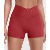 imageYEOREO Gym Workout Shorts for Women High Waisted Tummy Control Hidden Scrunch 45quot Booty Shorts Julissa Cross Waist YogaBright Red