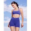 imageYEOREO Gym Workout Shorts for Women High Waisted Tummy Control Hidden Scrunch 45quot Booty Shorts Julissa Cross Waist YogaKlein Blue