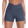 imageYEOREO Gym Workout Shorts for Women High Waisted Tummy Control Hidden Scrunch 45quot Booty Shorts Julissa Cross Waist YogaNavy Blue