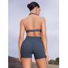 imageYEOREO Gym Workout Shorts for Women High Waisted Tummy Control Hidden Scrunch 45quot Booty Shorts Julissa Cross Waist YogaNavy Blue
