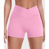 imageYEOREO Gym Workout Shorts for Women High Waisted Tummy Control Hidden Scrunch 45quot Booty Shorts Julissa Cross Waist YogaPink