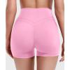 imageYEOREO Gym Workout Shorts for Women High Waisted Tummy Control Hidden Scrunch 45quot Booty Shorts Julissa Cross Waist YogaPink