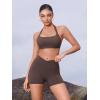 imageYEOREO Gym Workout Shorts for Women High Waisted Tummy Control Hidden Scrunch 45quot Booty Shorts Julissa Cross Waist YogaPlum Brown