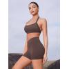 imageYEOREO Gym Workout Shorts for Women High Waisted Tummy Control Hidden Scrunch 45quot Booty Shorts Julissa Cross Waist YogaPlum Brown