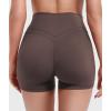 imageYEOREO Gym Workout Shorts for Women High Waisted Tummy Control Hidden Scrunch 45quot Booty Shorts Julissa Cross Waist YogaPlum Brown