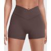 imageYEOREO Gym Workout Shorts for Women High Waisted Tummy Control Hidden Scrunch 45quot Booty Shorts Julissa Cross Waist YogaPlum Brown