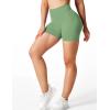 imageYEOREO Professional Women Workout Shorts 36quot Scrunch Shorts Seamless High Waisted Contour Gym Yoga Biker ShortsBean Green