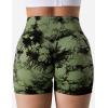 imageYEOREO Professional Women Workout Shorts 36quot Scrunch Shorts Seamless High Waisted Contour Gym Yoga Biker ShortsGreen Tie Dye