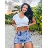 imageYEOREO Professional Women Workout Shorts 36quot Scrunch Shorts Seamless High Waisted Contour Gym Yoga Biker ShortsLight Blue Tie Dye