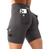 imageYEOREO CoreFlex Women Workout Biker Shorts with Cargo Pockets Hidden Scrunch High Waisted 8quot Inseam Gym ShortsDark Grey