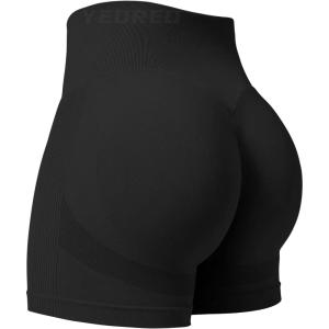 imageYEOREO Professional Women Workout Shorts 36quot Scrunch Shorts Seamless High Waisted Contour Gym Yoga Biker ShortsBlack