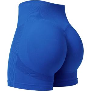 imageYEOREO Professional Women Workout Shorts 36quot Scrunch Shorts Seamless High Waisted Contour Gym Yoga Biker ShortsBlue