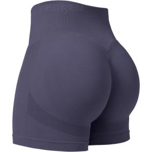 imageYEOREO Professional Women Workout Shorts 36quot Scrunch Shorts Seamless High Waisted Contour Gym Yoga Biker ShortsBlue Violet