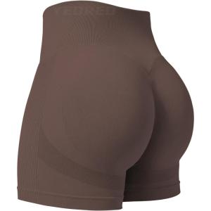 imageYEOREO Professional Women Workout Shorts 36quot Scrunch Shorts Seamless High Waisted Contour Gym Yoga Biker ShortsChocolate Brown