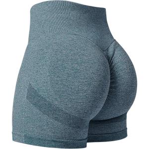 imageYEOREO Professional Women Workout Shorts 36quot Scrunch Shorts Seamless High Waisted Contour Gym Yoga Biker ShortsDark Blue Sea