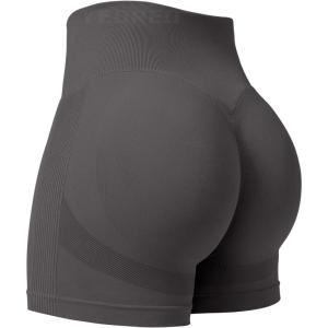 imageYEOREO Professional Women Workout Shorts 36quot Scrunch Shorts Seamless High Waisted Contour Gym Yoga Biker ShortsDark Grey