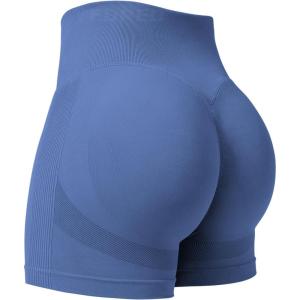 imageYEOREO Professional Women Workout Shorts 36quot Scrunch Shorts Seamless High Waisted Contour Gym Yoga Biker ShortsGrey Blue