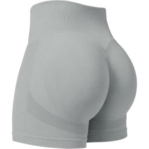 imageYEOREO Professional Women Workout Shorts 36quot Scrunch Shorts Seamless High Waisted Contour Gym Yoga Biker ShortsLight Grey