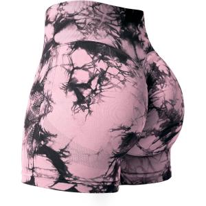 imageYEOREO Professional Women Workout Shorts 36quot Scrunch Shorts Seamless High Waisted Contour Gym Yoga Biker ShortsLight Pink