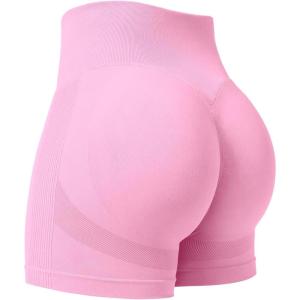imageYEOREO Professional Women Workout Shorts 36quot Scrunch Shorts Seamless High Waisted Contour Gym Yoga Biker ShortsPink