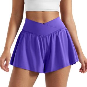imageYEOREO Women Flowy Athletic Shorts 36quot Workout Tennis Skorts Golf Skirts with Pocket for Running GymBlue Violet