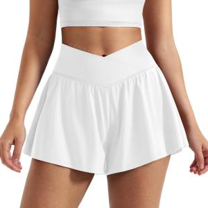 imageYEOREO Women Flowy Athletic Shorts 36quot Workout Tennis Skorts Golf Skirts with Pocket for Running GymWhite