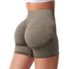 imageYEOREO Women High Waist Workout Yoga Gym Smile Contour Seamless Cycling ShortsBrown Marl