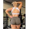 imageYEOREO Women High Waist Workout Yoga Gym Smile Contour Seamless Cycling ShortsBrown Marl