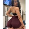 imageYEOREO Women High Waist Workout Yoga Gym Smile Contour Seamless Cycling ShortsBurgundy