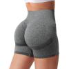 imageYEOREO Women High Waist Workout Yoga Gym Smile Contour Seamless Cycling ShortsDark Grey Marl
