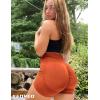 imageYEOREO Women High Waist Workout Yoga Gym Smile Contour Seamless Cycling ShortsOrange Solid