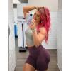 imageYEOREO Women High Waist Workout Yoga Gym Smile Contour Seamless Cycling ShortsPlum