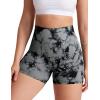 imageYEOREO Women High Waist Workout Yoga Gym Smile Contour Seamless Cycling ShortsTie Dye Black