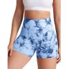 imageYEOREO Women High Waist Workout Yoga Gym Smile Contour Seamless Cycling ShortsTie Dye Blue