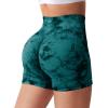 imageYEOREO Women High Waist Workout Yoga Gym Smile Contour Seamless Cycling ShortsTie Dye Blue Green