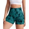 imageYEOREO Women High Waist Workout Yoga Gym Smile Contour Seamless Cycling ShortsTie Dye Blue Green
