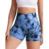 imageYEOREO Women High Waist Workout Yoga Gym Smile Contour Seamless Cycling ShortsTie Dye Dark Blue