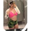 imageYEOREO Women High Waist Workout Yoga Gym Smile Contour Seamless Cycling ShortsTie Dye Green