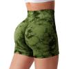 imageYEOREO Women High Waist Workout Yoga Gym Smile Contour Seamless Cycling ShortsTie Dye Green