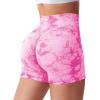 imageYEOREO Women High Waist Workout Yoga Gym Smile Contour Seamless Cycling ShortsTie Dye Pink