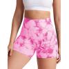 imageYEOREO Women High Waist Workout Yoga Gym Smile Contour Seamless Cycling ShortsTie Dye Pink