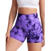 imageYEOREO Women High Waist Workout Yoga Gym Smile Contour Seamless Cycling ShortsTie Dye Violet